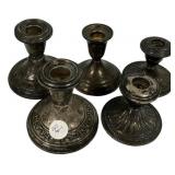Five Weighted Sterling Candle Holders
