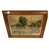 16"h., 20"w Summer Colored aquatint etching 19th