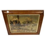 16"h. 20"w Winter Colored aquatint etching 19th