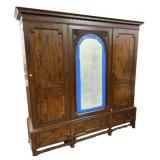 Jacobean Style Triple Door Armoire 85"h., 81"w.,