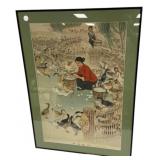 32"h., 23"w Chinese propaganda Duck Raising Seri