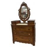 Victorian Wishbone Walnut Dresser 39"h., 39"w