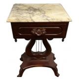 Mid Century Victorian Marble Side Table 27"h. 28"