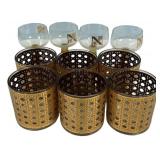 Culver Cannella pattern rocks glasses and N Monogr