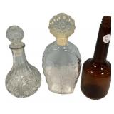 Three VTG Glass Decanters