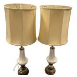 Pair of White Vase Lamps 39"h