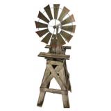 Rustic Metal Wind Mill with Wood Base 67"