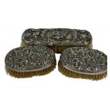 Repousse Sterling Vanity Brushes