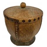 20" Chinese woven rattan and bamboo storage baske