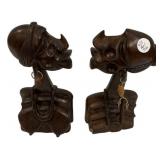 Tribal 10" African ebony wood bust sculptures