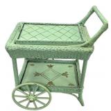Painted Wicker Serving Cart