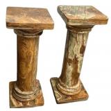 Pair of Neoclassical Brown Onyx Pedestals 37"h.,