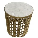 Behren Round Metal Champagne End Table 15"h., 14"