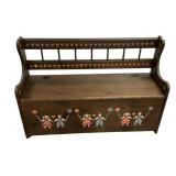 Painted Hungarian pine storage bench 29"h., 43"w