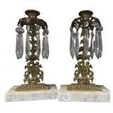 Pair of Victorian style brass girandole candlestic