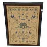 VTG Needlepoint Sampler 27"h., 20"w