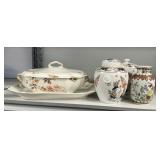 Ceramic Tureen, Platter, and Vases