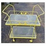 Wrought Iron Yellow Serving Cart