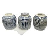 Three Chinese Happiness Ginger Jars