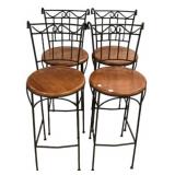 Four Modern Wrought Iron Barstools 30"h