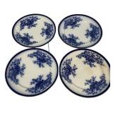 Four English 9 1/2" Flow Blue Plates