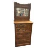 1900 Victorian Oak Highboy Chest of Drawers 77"h.