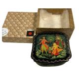 USSR Russian Palekh Lacquer Box with Case