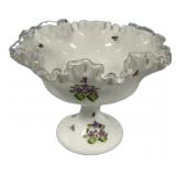 6"h., 8"dia Silver Rim Fenton Compote