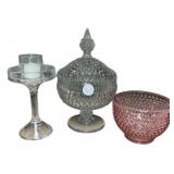 Indiana Glass diamond point pedestal candy dish, C