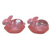 Pink Rabbits candy Dishes 4"w