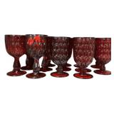 14 Fenton Ruby Red Thumbprint Goblets 7"