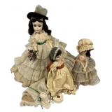 Antique Three Porcelain Dolls