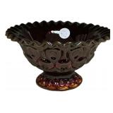 8" L.E. Smith Red Glass Footed Bowl