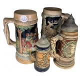 Four German Beer Steins