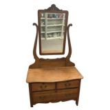 1900s Victorian Oak Low boy dresser 71"h., 38"w