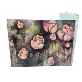 Signed 2015 Honey Drip Painting of Flowers 31"h.,