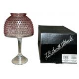 Le Smith Pink Hobnail Candle lamp 9 1/2"