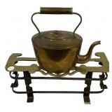 16" Victorian era brass spirit kettle and stand