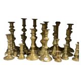 Assorted Brass Colonial Style Candle Holders