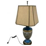 Serves Style Blue Porcelain Vase Lamp 32"h