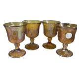Four Indiana Glass Harvest Grape goblets iridescen