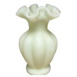 5" Fenton Art Glass ruffled melon custard vase.