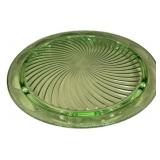 10"  green Depression glass footed cake plate