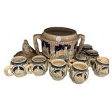 1960s Marzi & Remy German Castle 7-piece stoneware