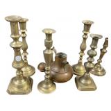 Assorted Brass Colonial Style Candle Holders
