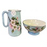 H and C Porcelain Pitcher and Bowl