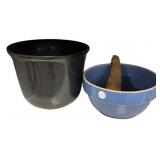 Large Stoneware Bowl and Stoneware Blue Bowl
