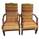 Pair of Chippendale upholstered armchairs