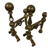 Late 1800s Brass Fireplace Dogs