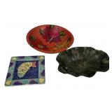 Decorative bowl, Metal Bowl, and Fish Trivet